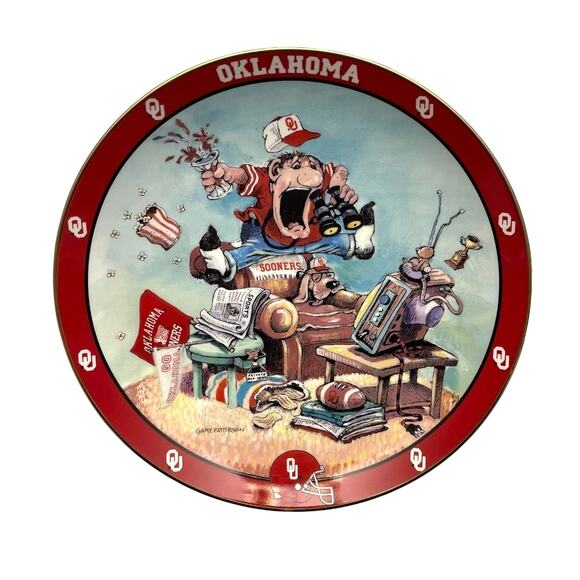 OU OKLAHOMA FAN Porcelain COLLECTOR PLATE By Gary Patterson 8" DANBURY MINT - Picture 1 of 3